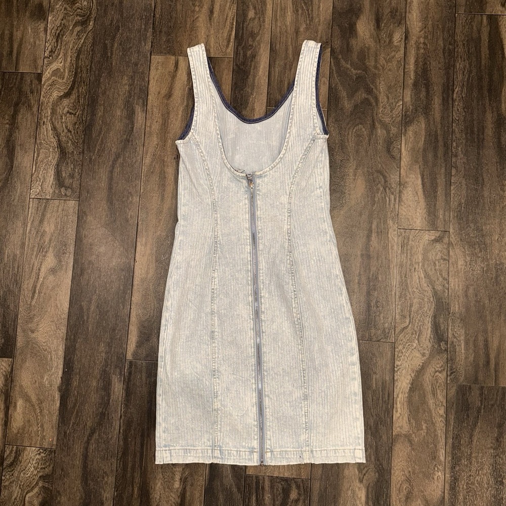 Guess Originals Angela Denim Mini Dress Ribbed Women's Size Small Light Wash